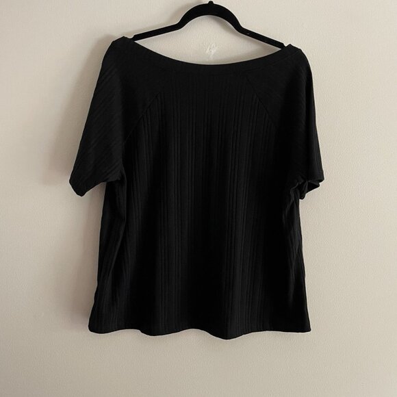ModCloth Women 1X Black Stretch Bateau So Beautiful Ribbed Short Sleeve Top NWT - Picture 12 of 12